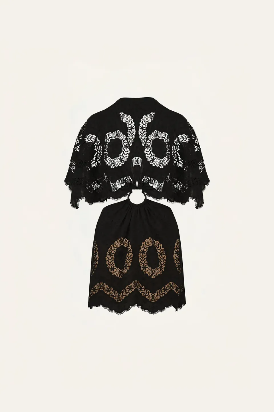 Johanna Ortiz Paradise mini abito cotone nero traforato
