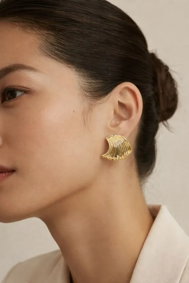 Uchi & Soto Nami Gold Wave orecchini oro large