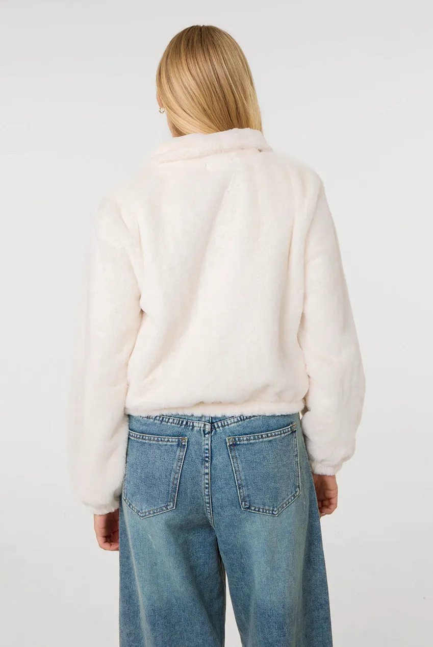 Pink Vanilla giacca pelosa crema zip calda taglia S M L
