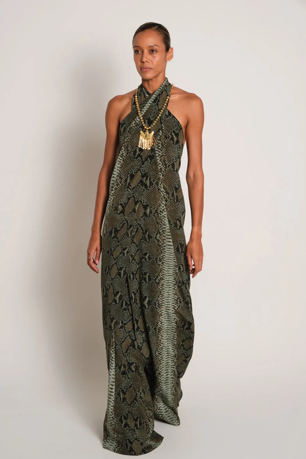 Johanna Ortiz Musical Pant pantaloni seta verde stampa