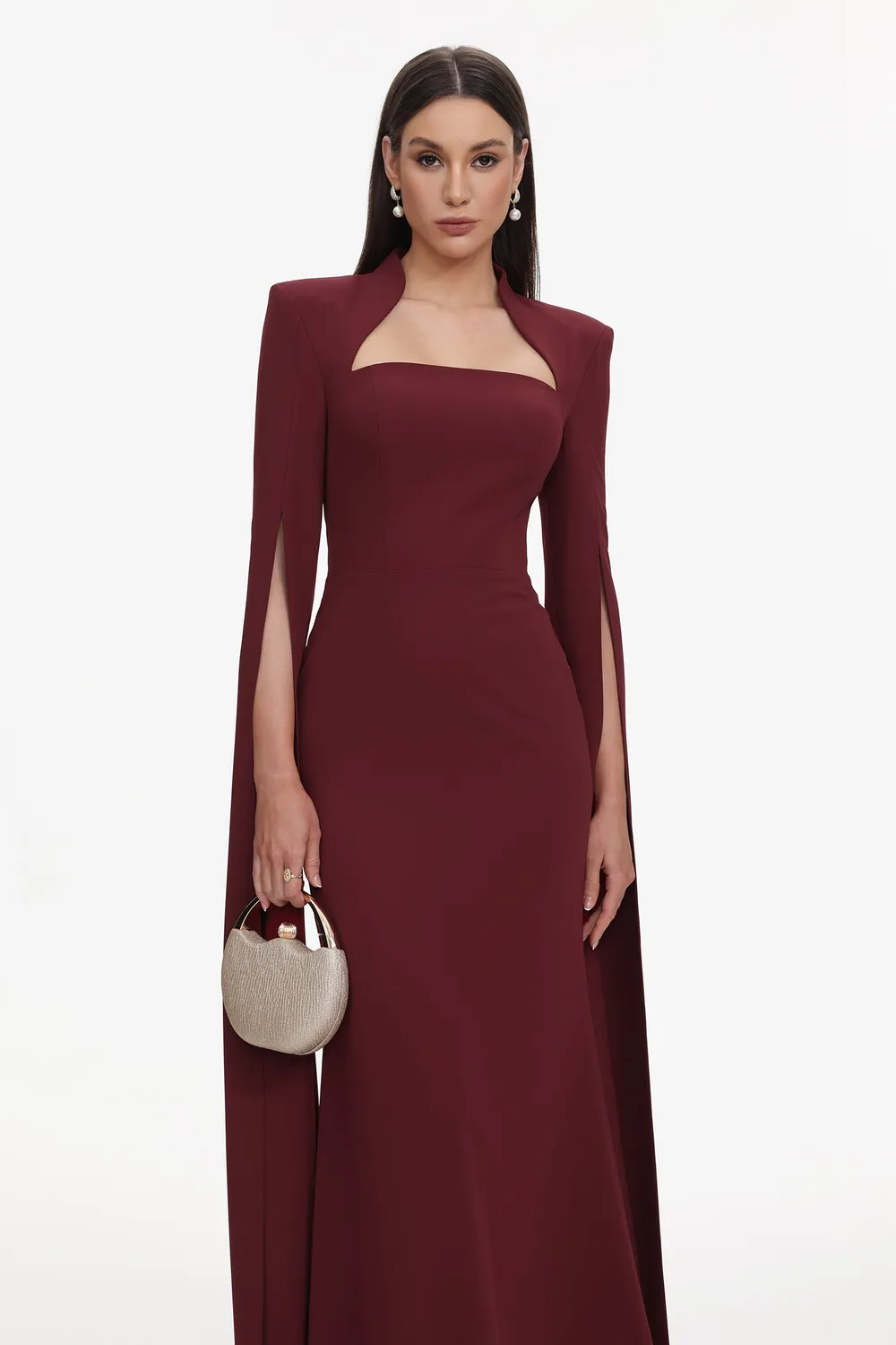 Bella Barnett Werko abito maxi scollo quadrato rosso