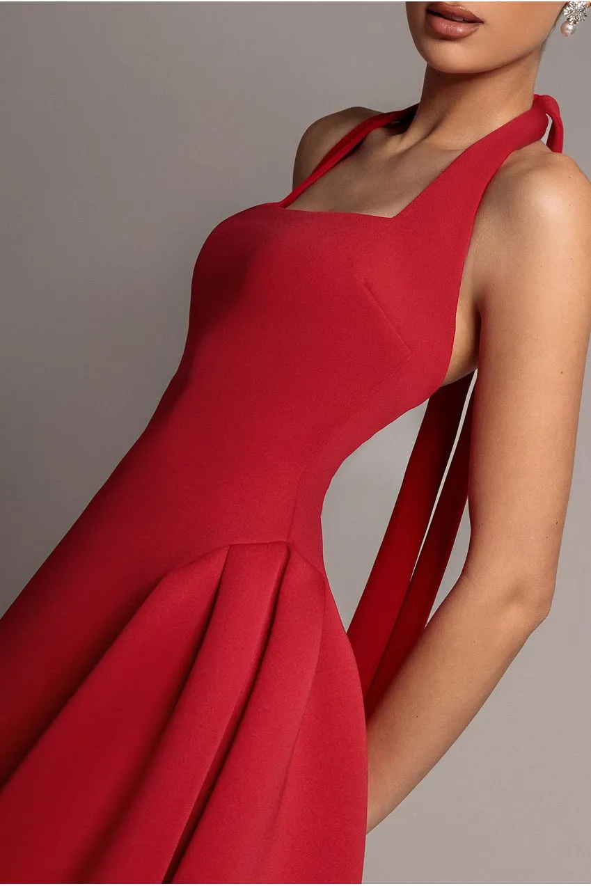 Goddiva DR5107 abito midi rosso scuba