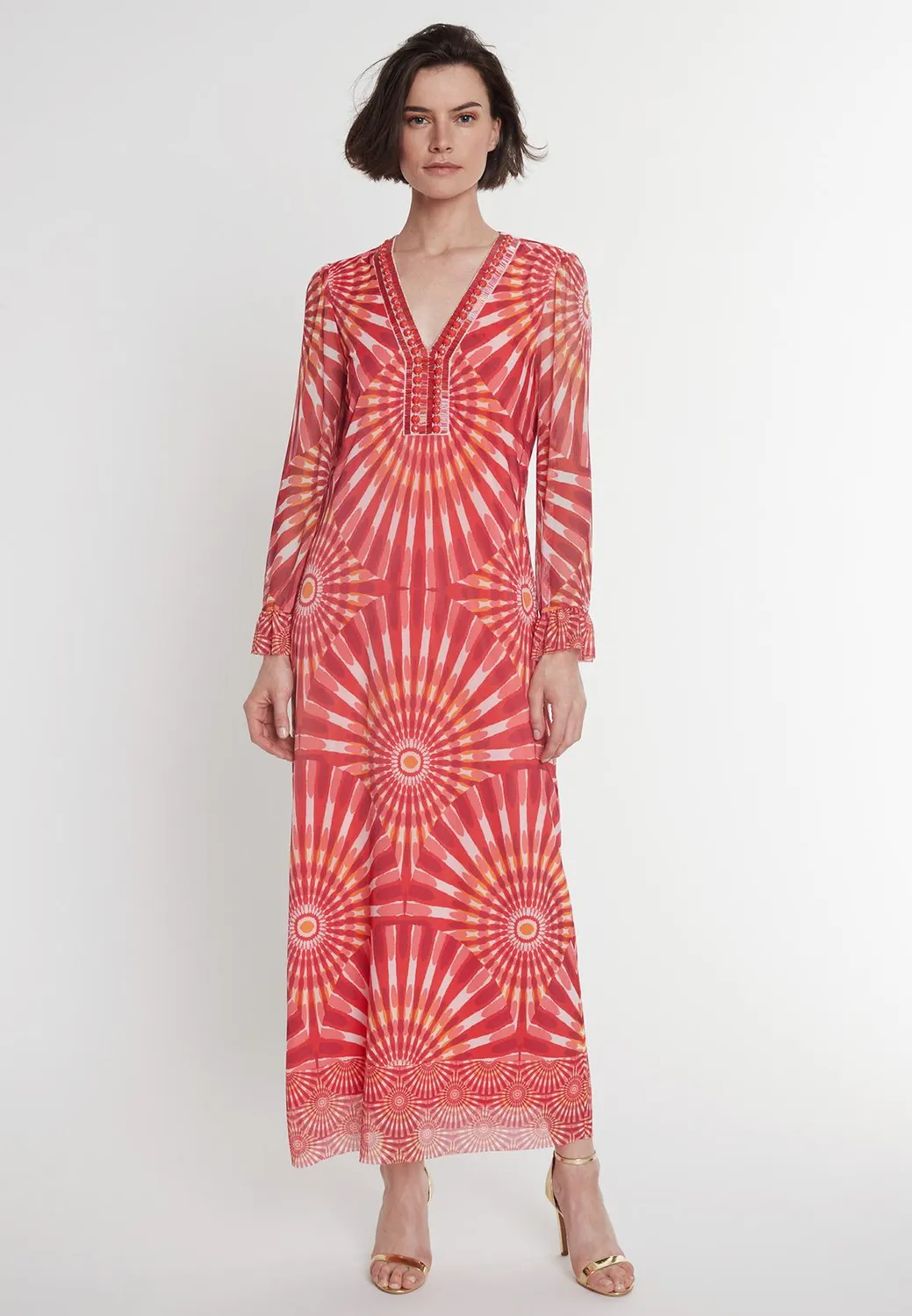 Ana Alcazar Pesali caftano batik rosso ciliegia