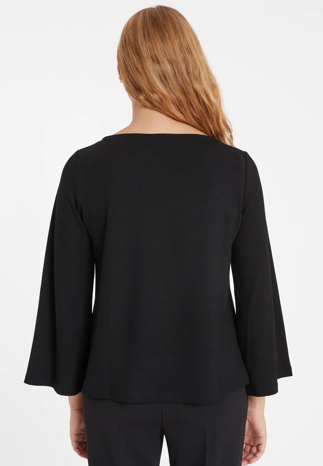 Ana Alcazar Sitti top nero jersey manica tromba
