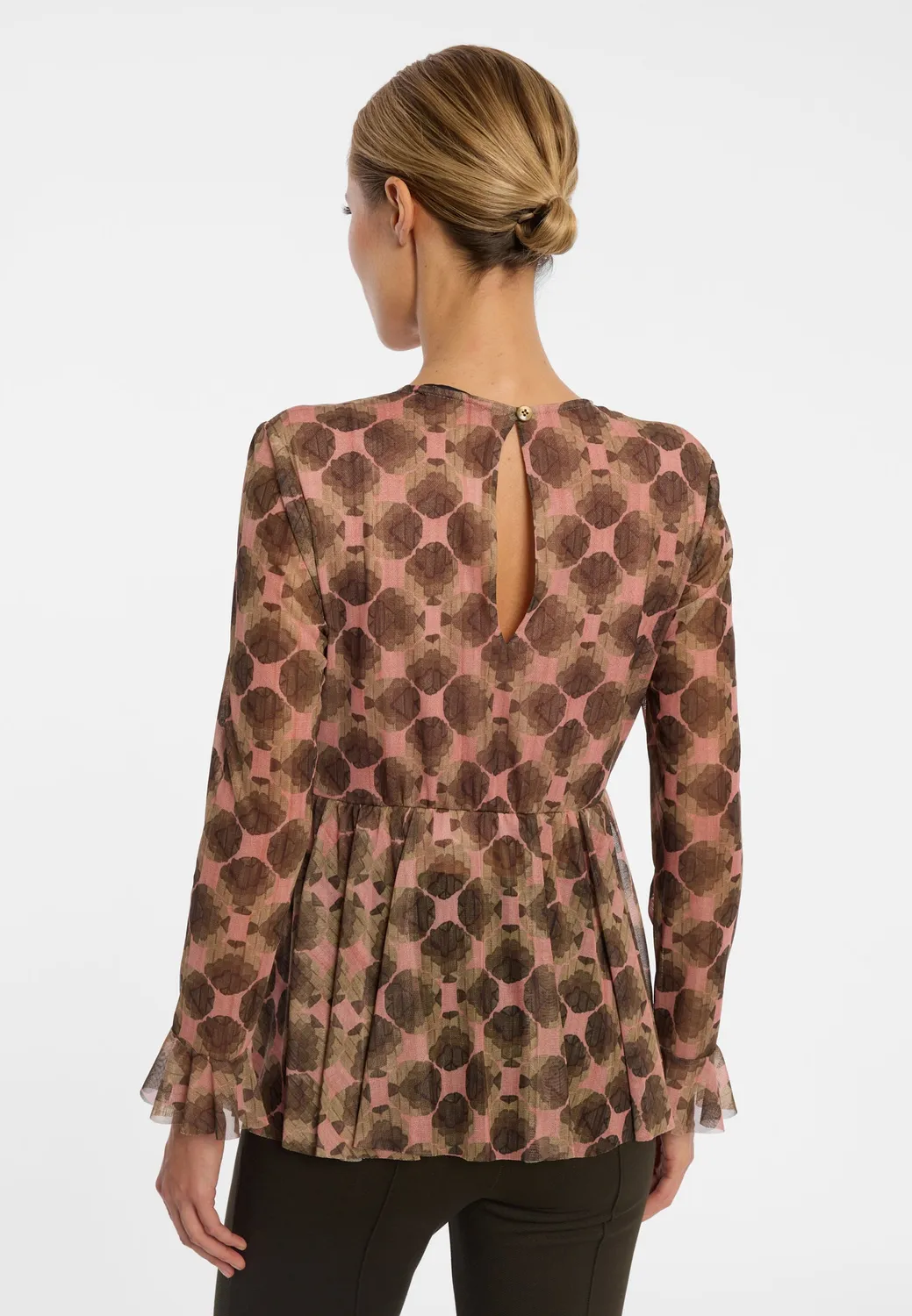 Ana Alcazar Envilis top peplum floreale rosa velo