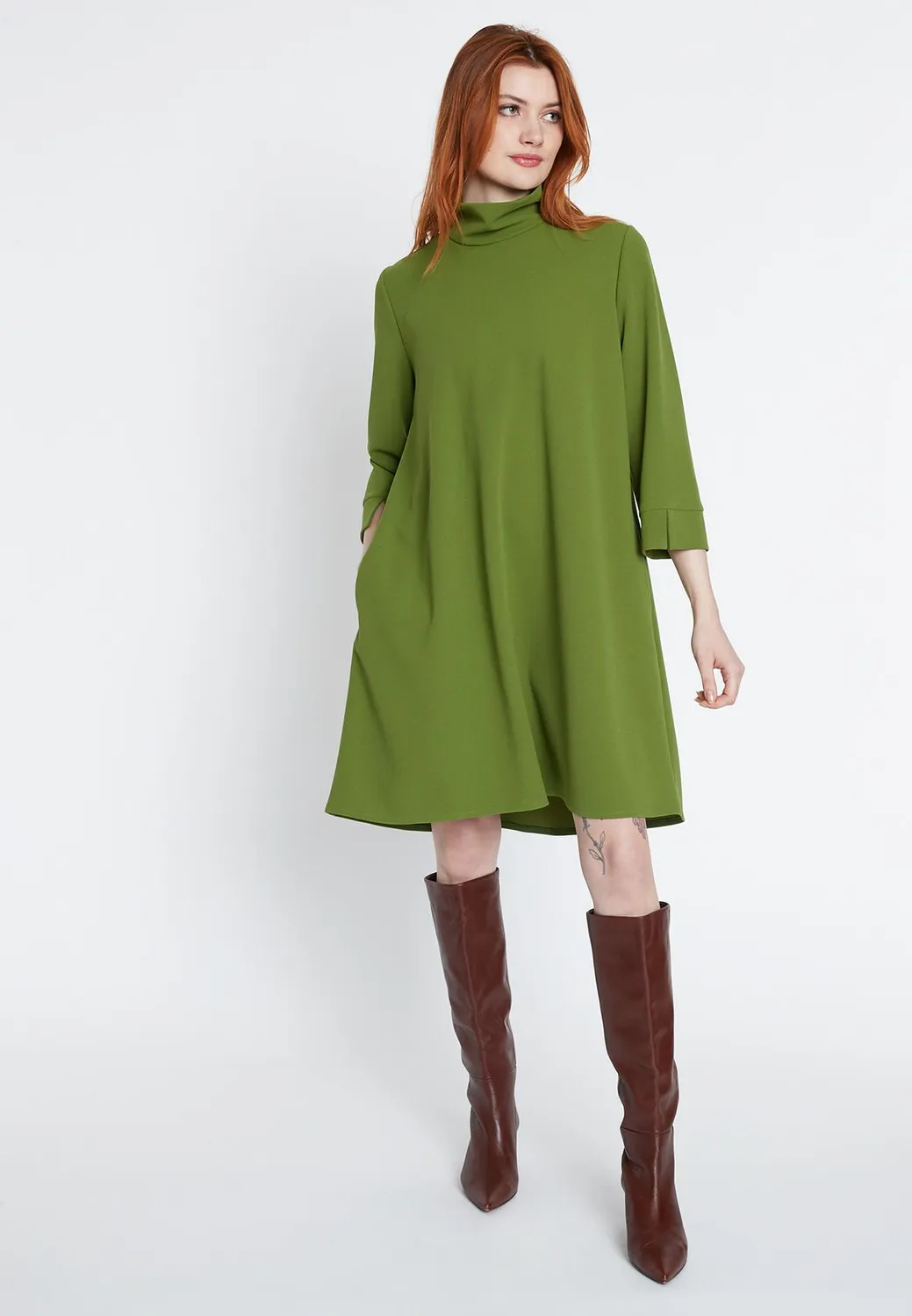 Ana Alcazar Sigaby abito trapezio verde mela tasche