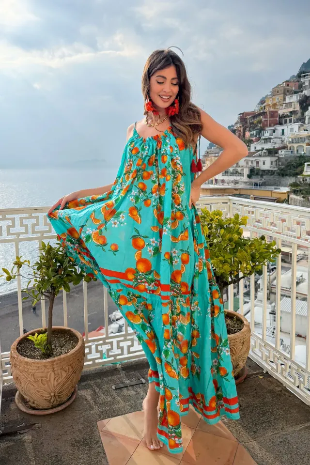 Antica Sartoria FC516 abito lungo bimba arancio cotone