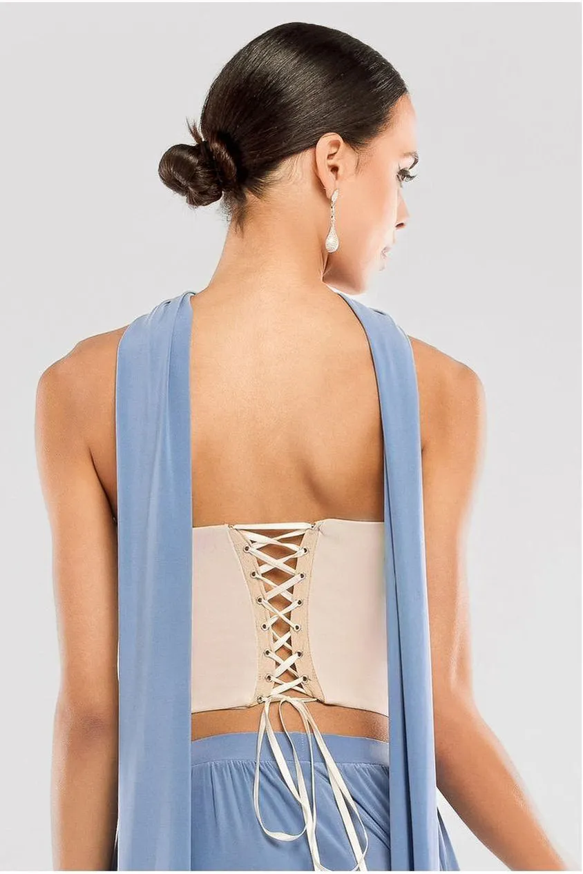 Goddiva Compact Crepe Lace Up corsetto nero-beige modellante