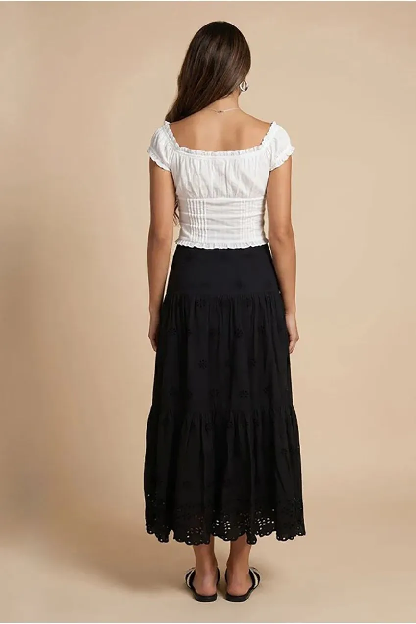 Urban Bliss Broderie gonna maxi nera sangallo