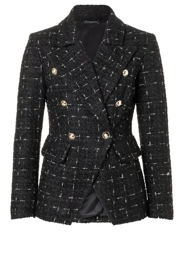 Ana Alcazar Sadira blazer bouclé nero doppiopetto