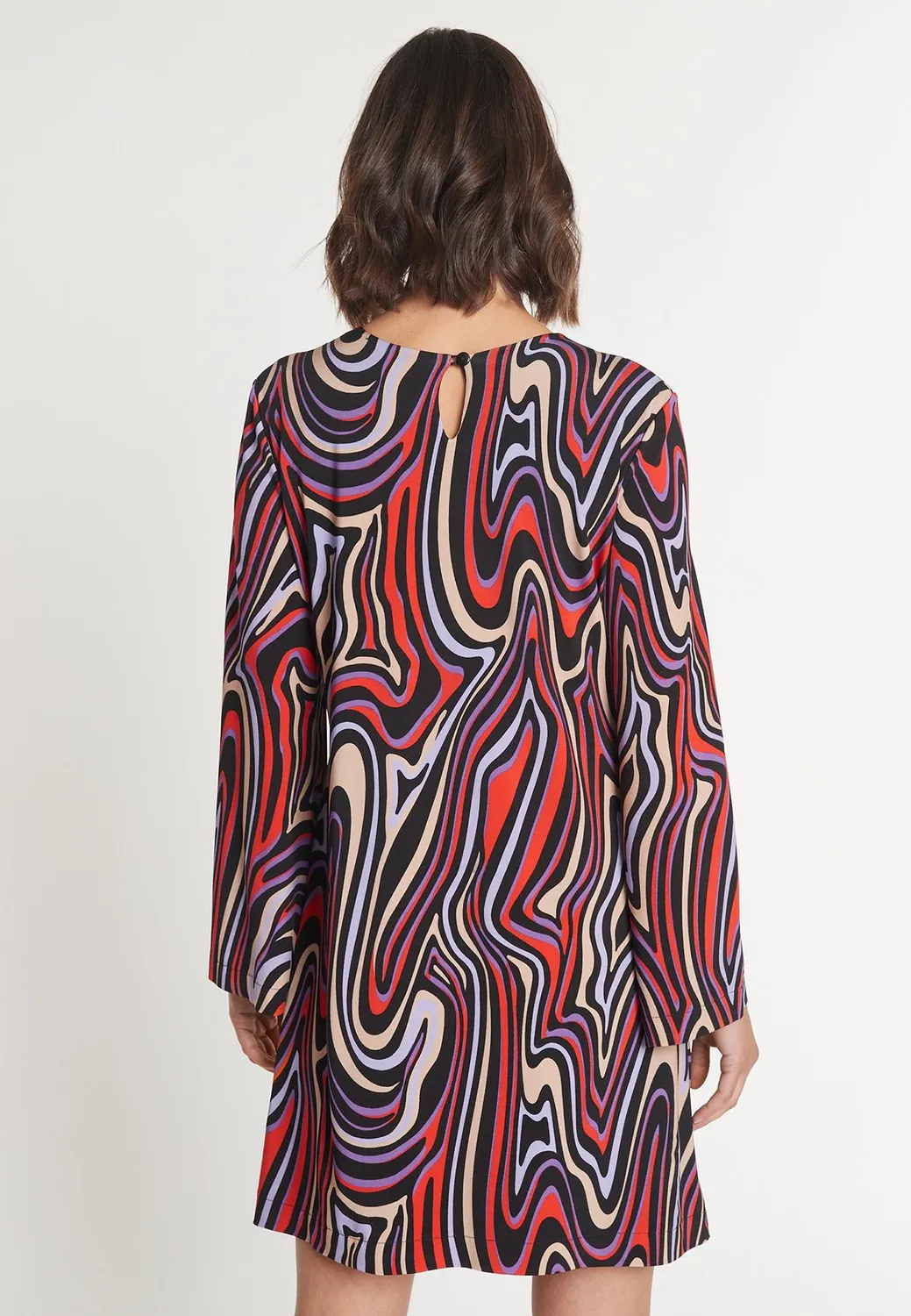 Ana Alcazar Mokara abito retro corto jersey fantasia 70s