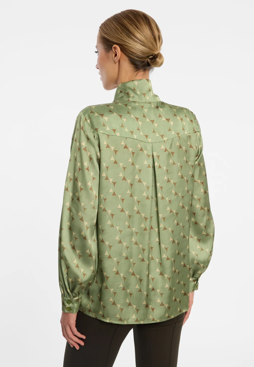 Ana Alcazar Elibey camicia raso menta fiocco