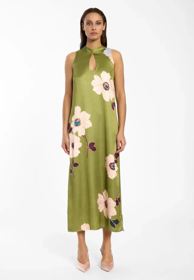 Ana Alcazar Delis abito midi raso verde fantasia