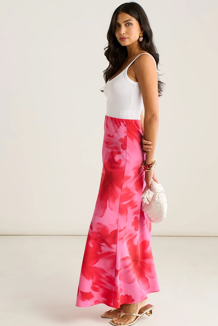Gini London Watercolour gonna lunga rosa linea A fiori
