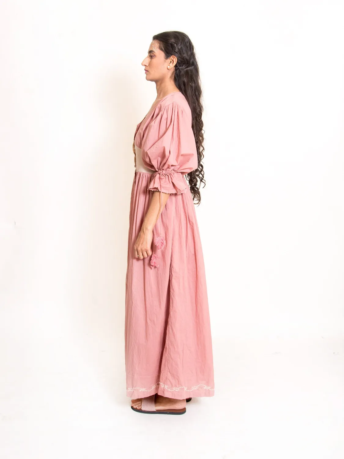 Our Dve Cordelia Turt Dress abito cotone rosa cipolla
