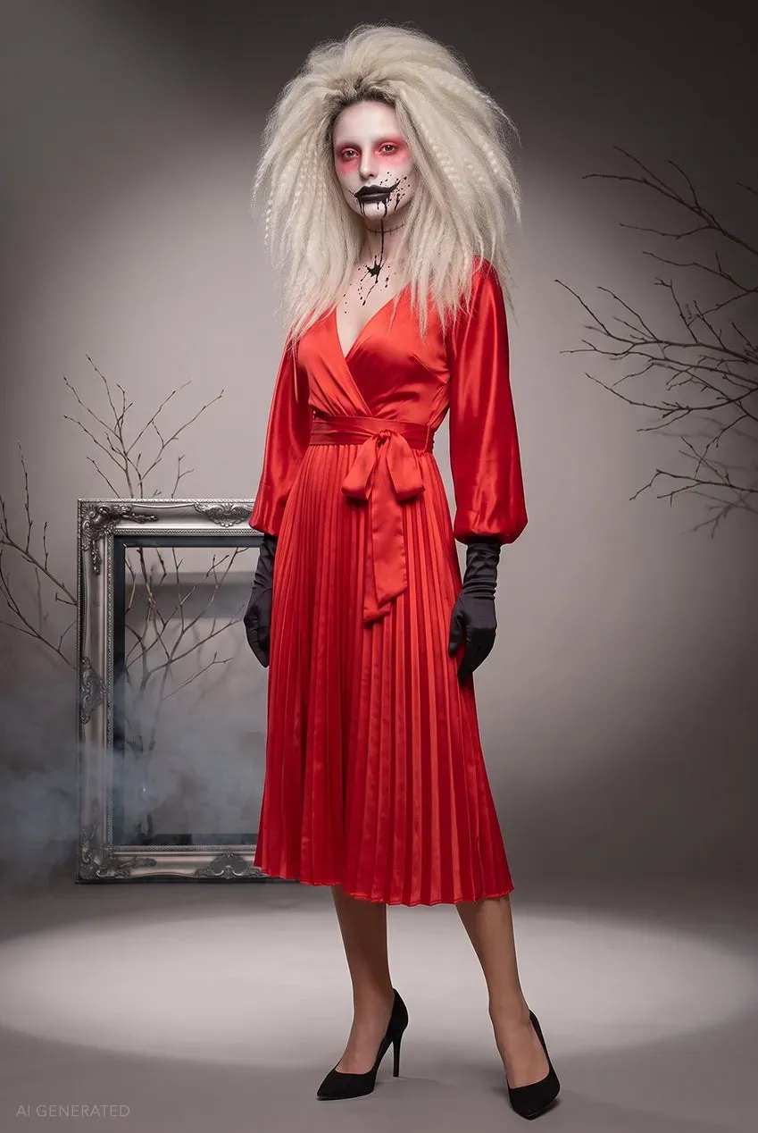 Goddiva DR3921 abito midi rosso avvolgente