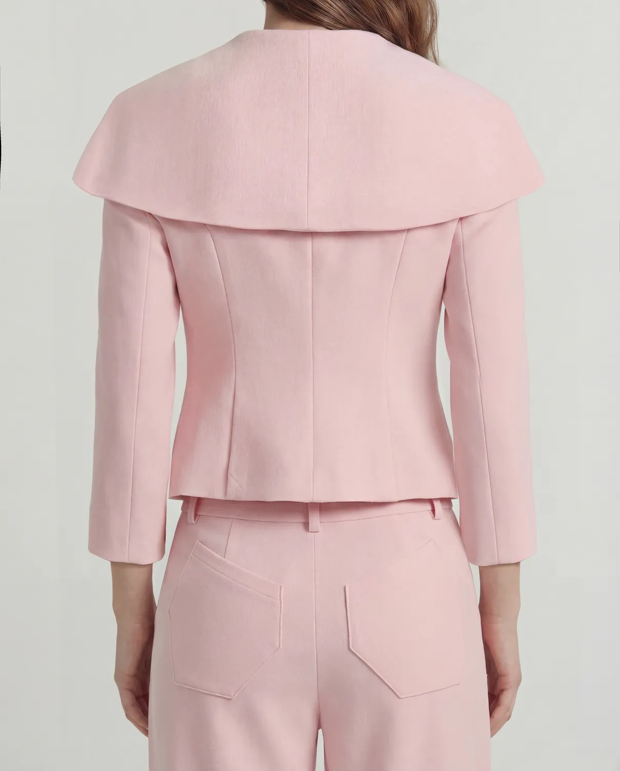 Violante Nessi Rota pantaloni rosa lana double crêpe