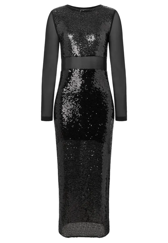 Ana Alcazar Taffa abito paillettes nero lungo