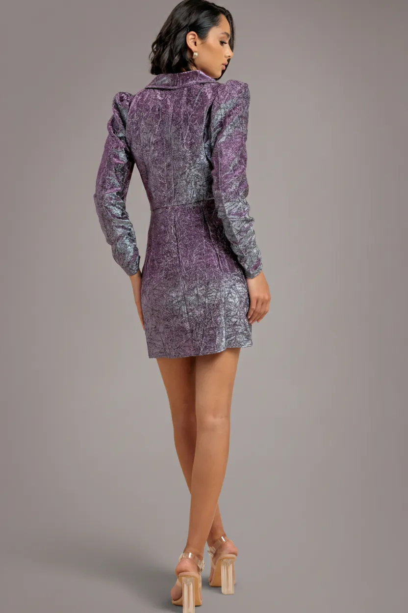 Goddiva DR3669 abito blazer argento mini foil