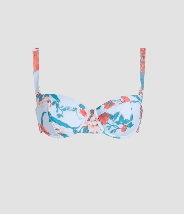 Erdem Floral Print Bikini Top top bikini papaveri rossi