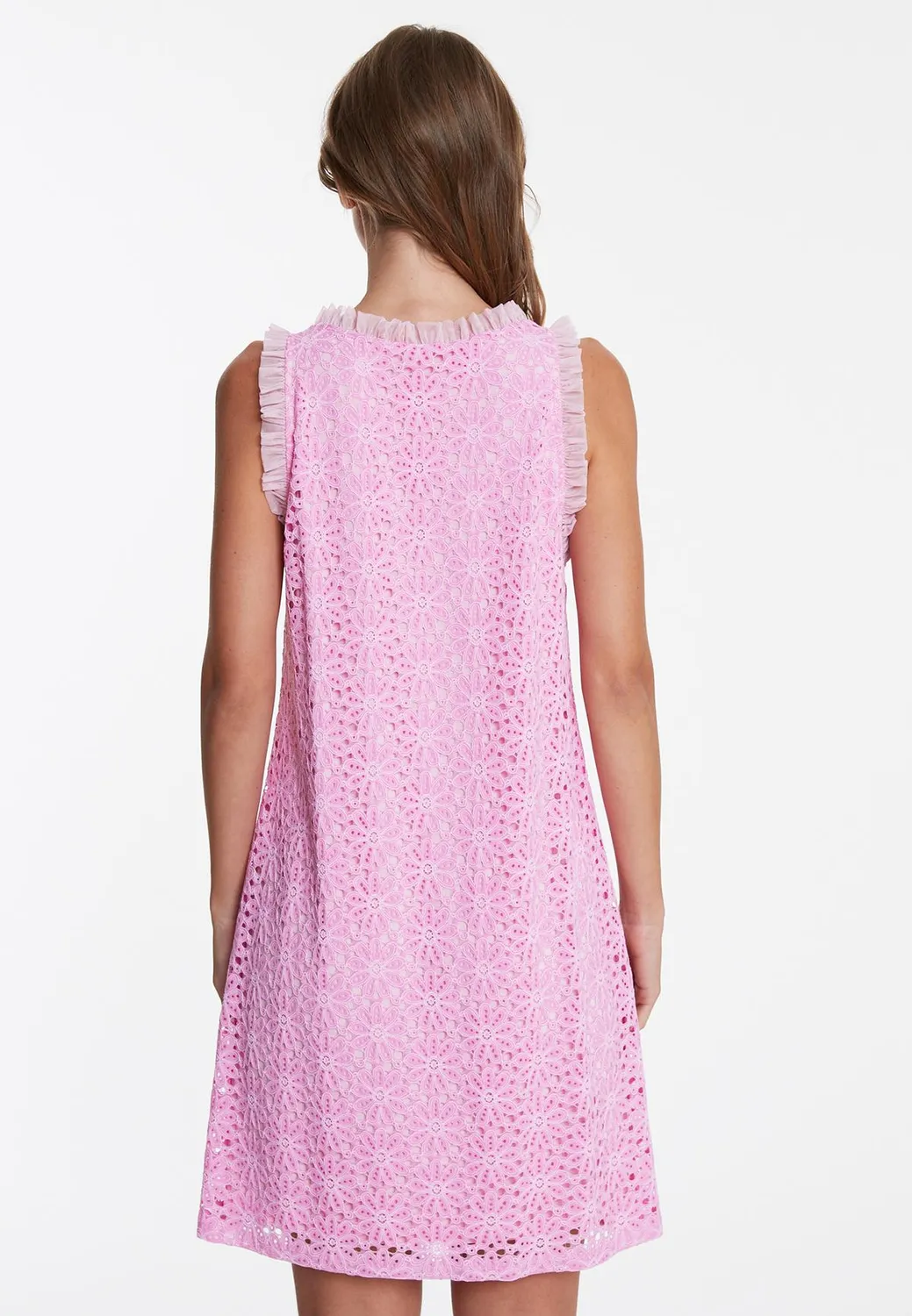 Ana Alcazar Wafea abito corto pizzo rosa