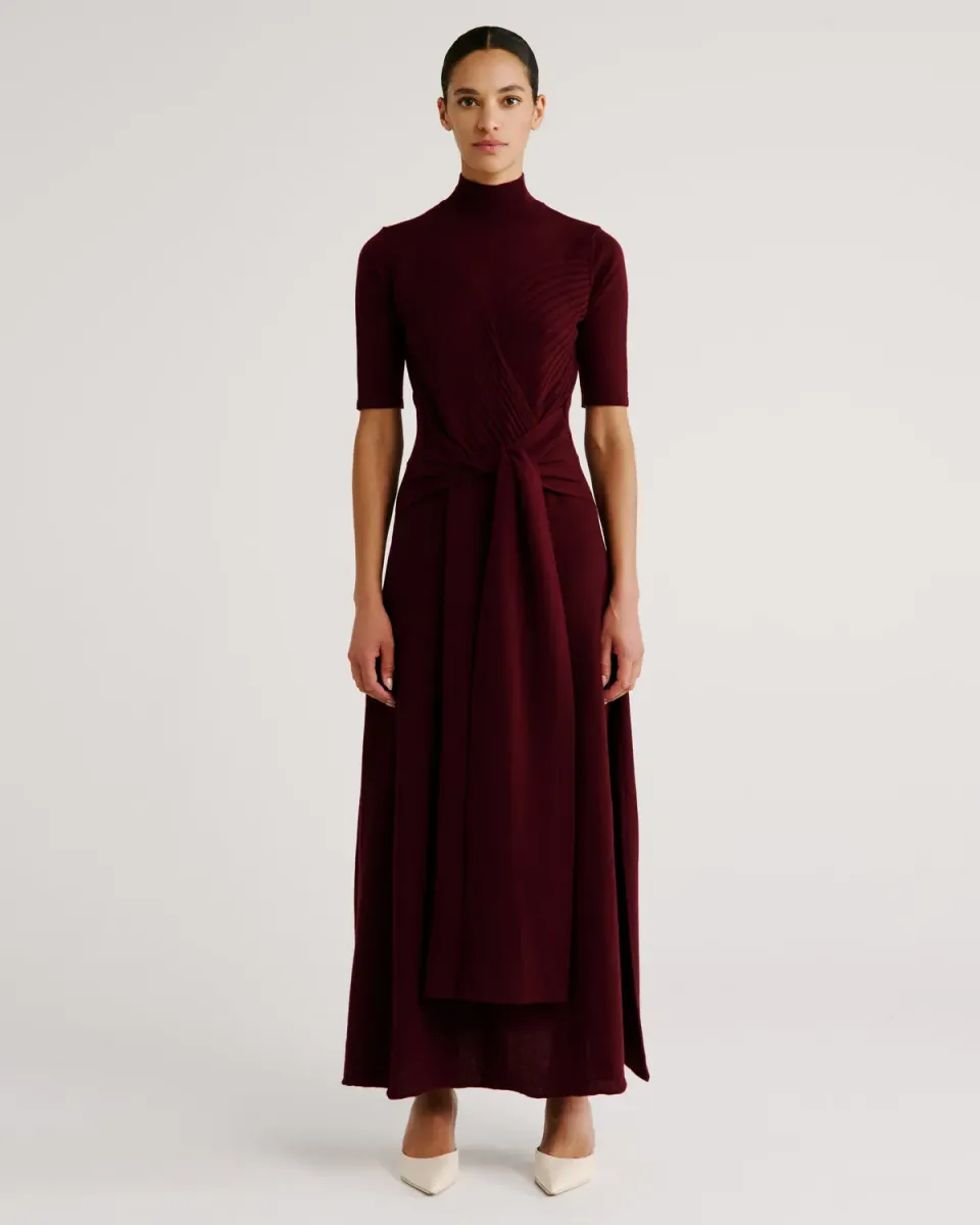 Violante Nessi Takashi abito maglia bordeaux lana merino