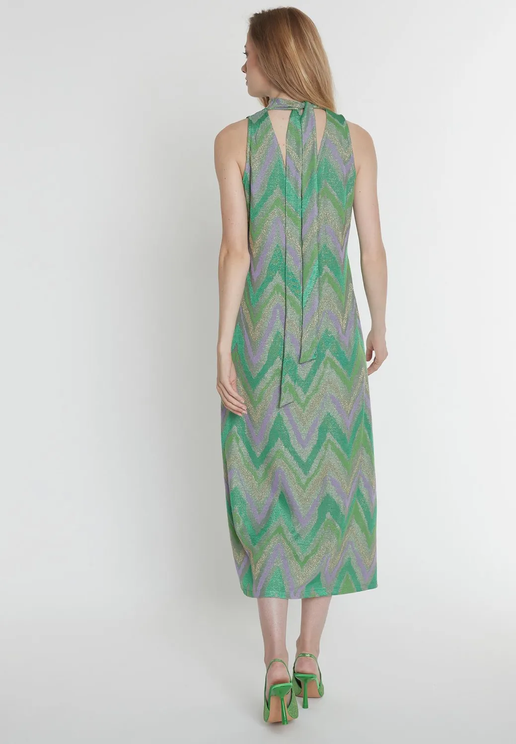 Ana Alcazar Pitari vestito midi lurex verde