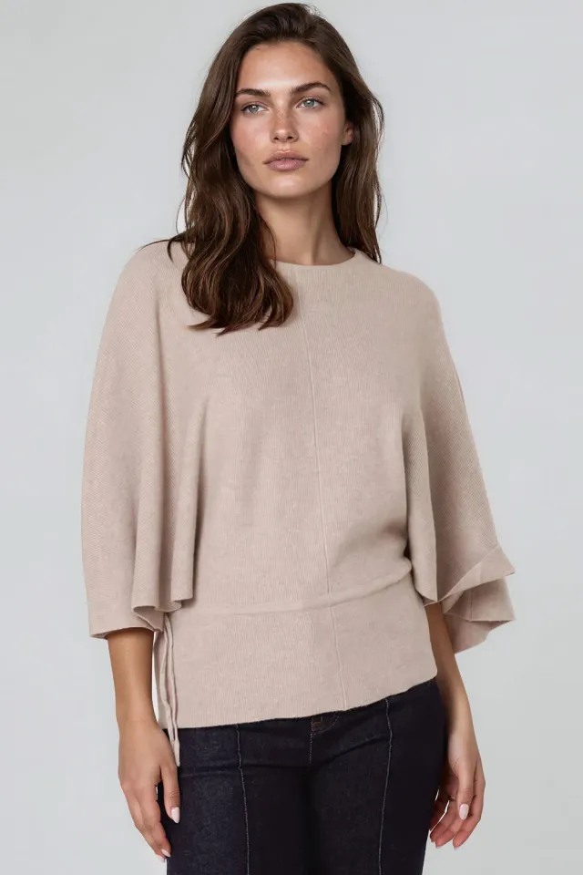 Aftershock Tie Waist maglione beige manica pipistrello