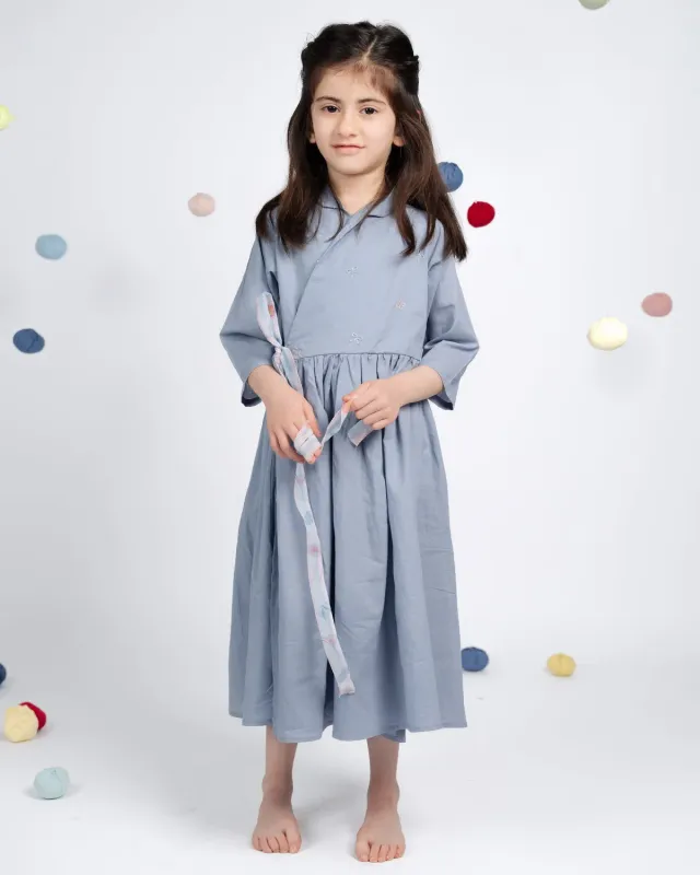 Our Dve Bella Dress abito bambina azzurro cotone
