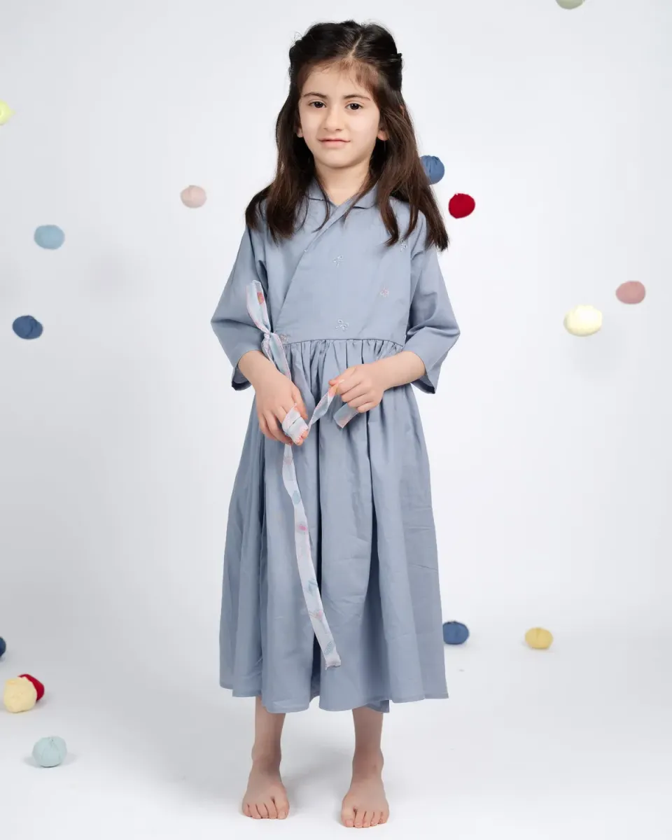 Our Dve Bella Dress abito bambina azzurro cotone