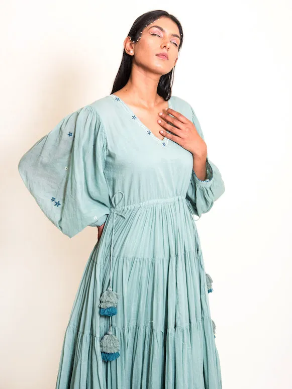 Our Dve Stark Dress abito verde menta cotone