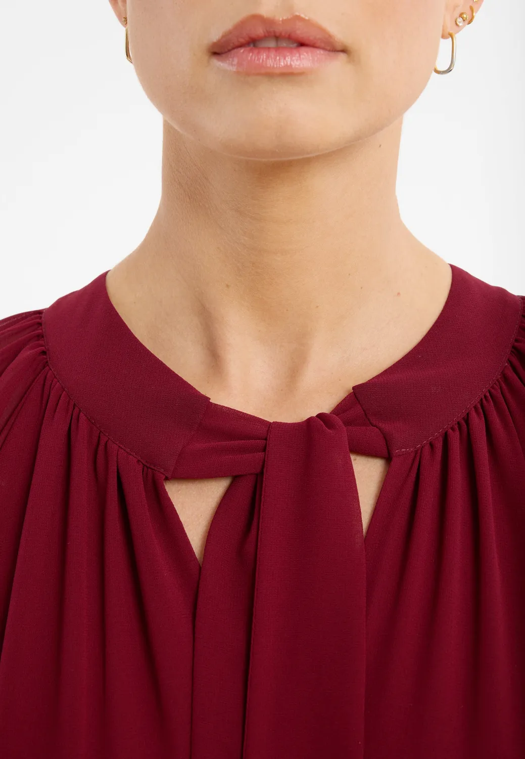 Ana Alcazar Cosea abito midi chiffon bordeaux
