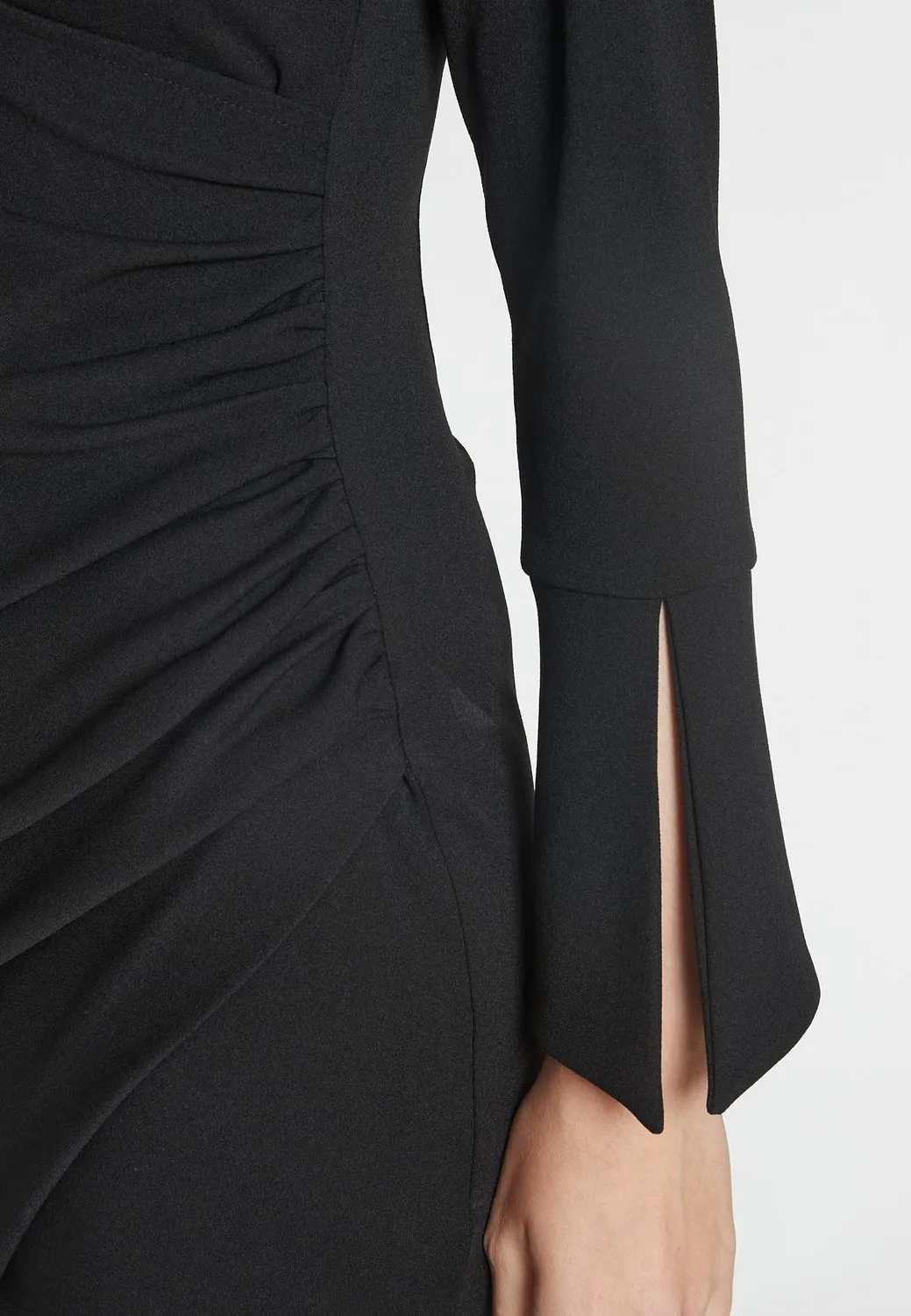 Ana Alcazar Mekana tubino nero drappeggio scollo V