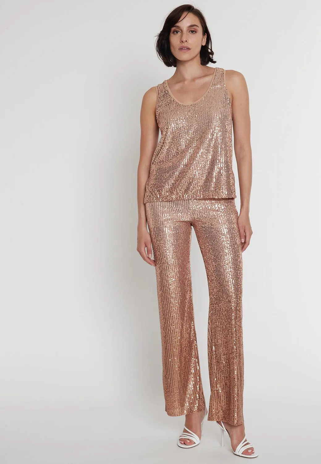 Ana Alcazar Paalo pantaloni paillettes oro rosa