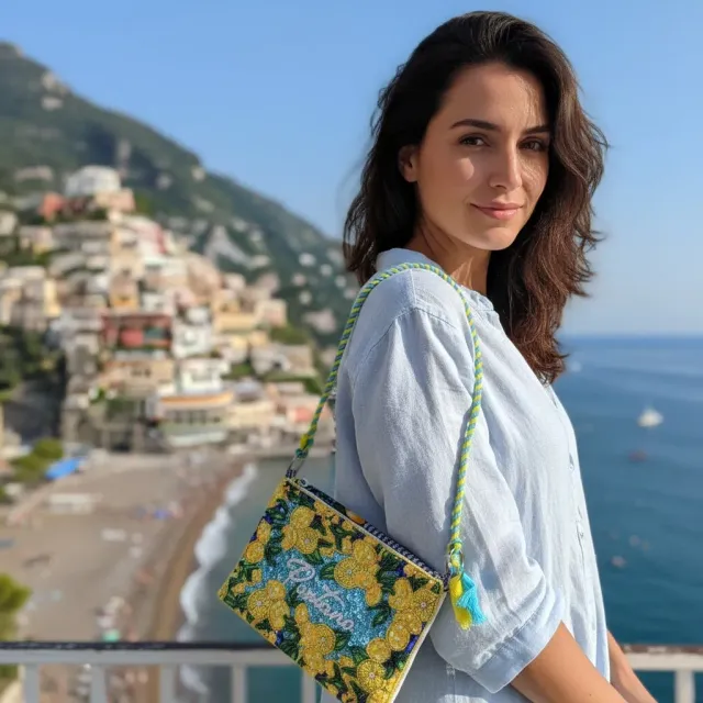 Antica Sartoria FC708 pochette gialla in cotone agrumi