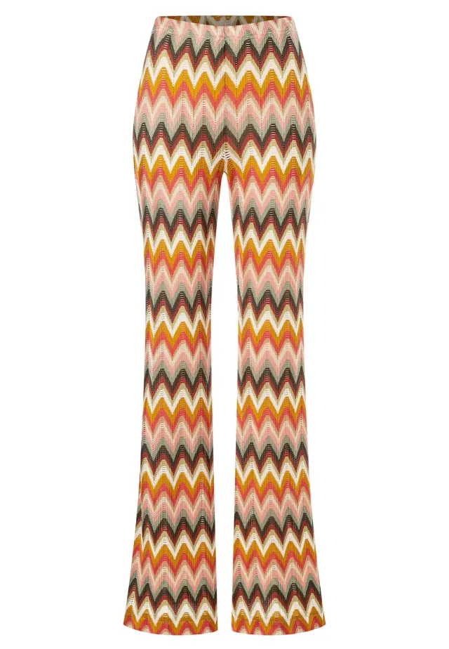 Ana Alcazar Poely pantaloni maglia marrone zigzag
