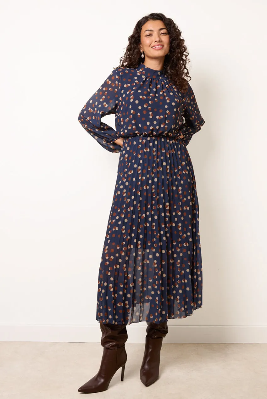 Blue Vanilla pois abito midi blu navy poliestere