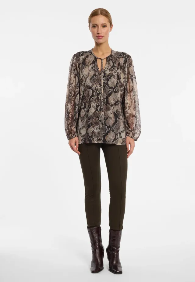 Ana Alcazar Etorae blusa rete pitonata marrone