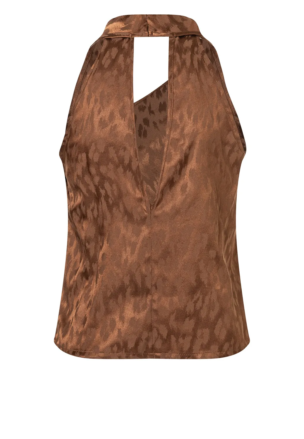 Ana Alcazar Drial top halterneck raso animalier marrone