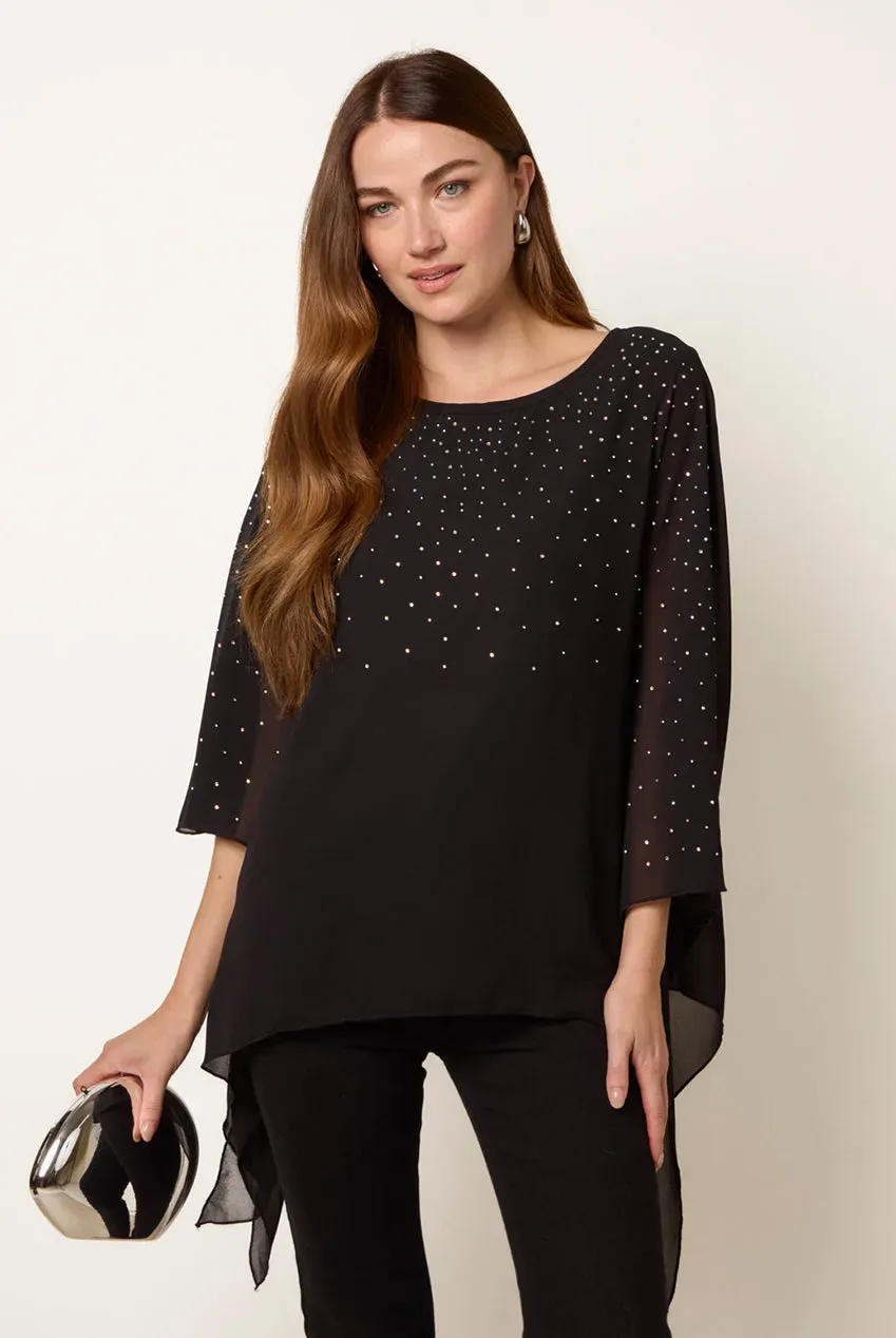 Blue Vanilla Rhinestone Tunic top nero onesize strass