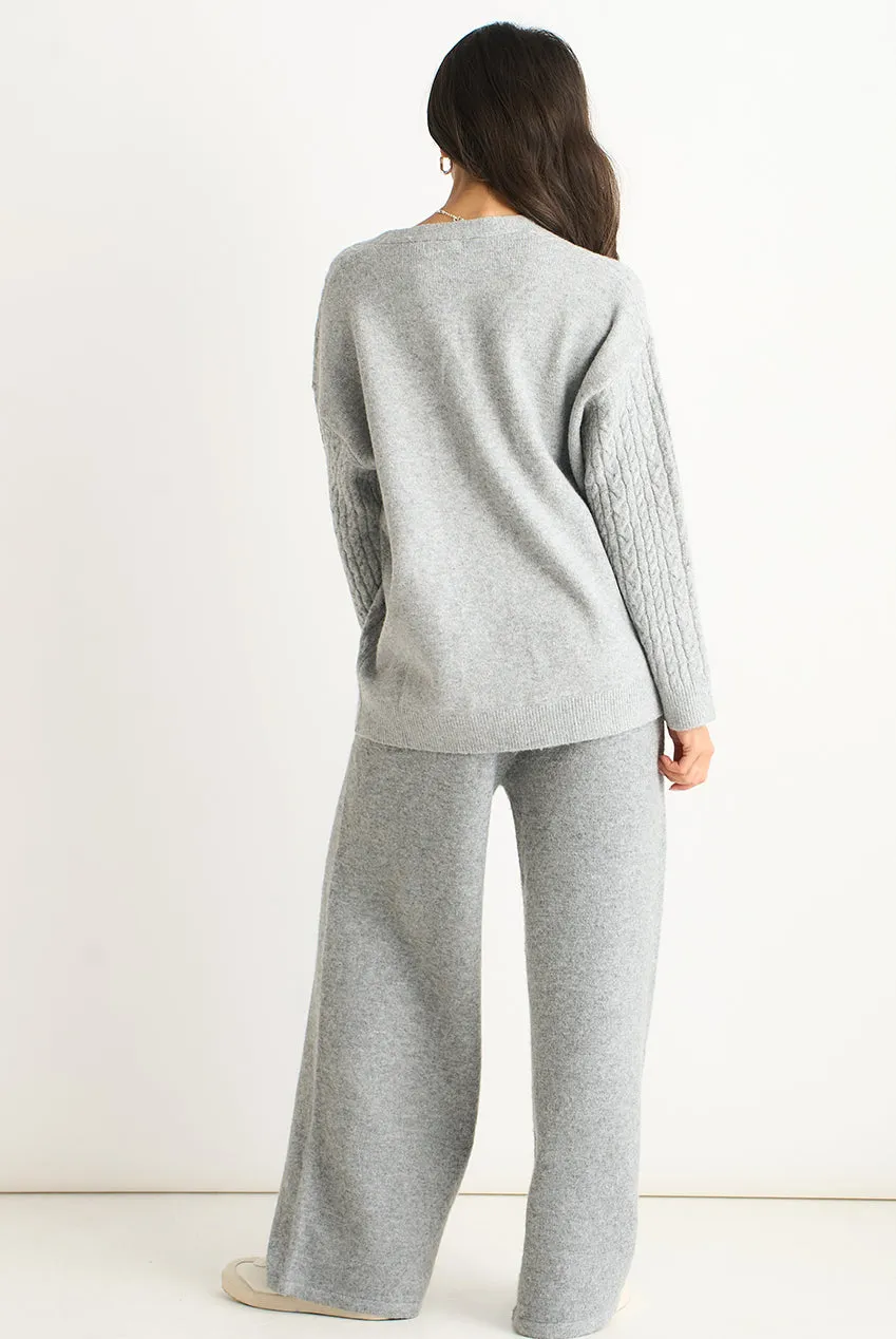 Gini London GL2085B Cardigan Grigio Tasche a Treccia