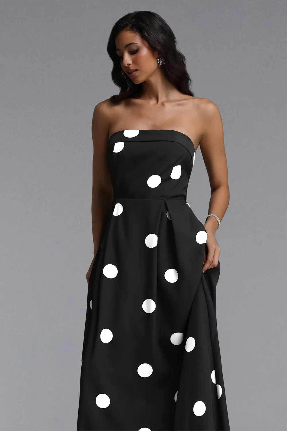 Bella Barnett Marley abito maxi pois nero L sartoriale