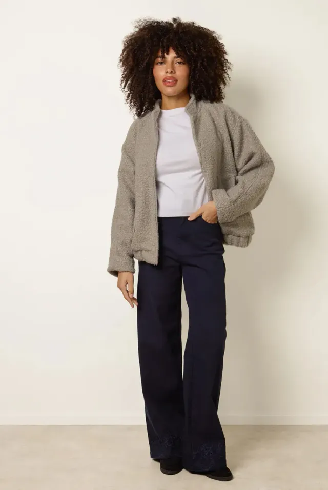Blue Vanilla Flared jeans blu navy ricamo floreale