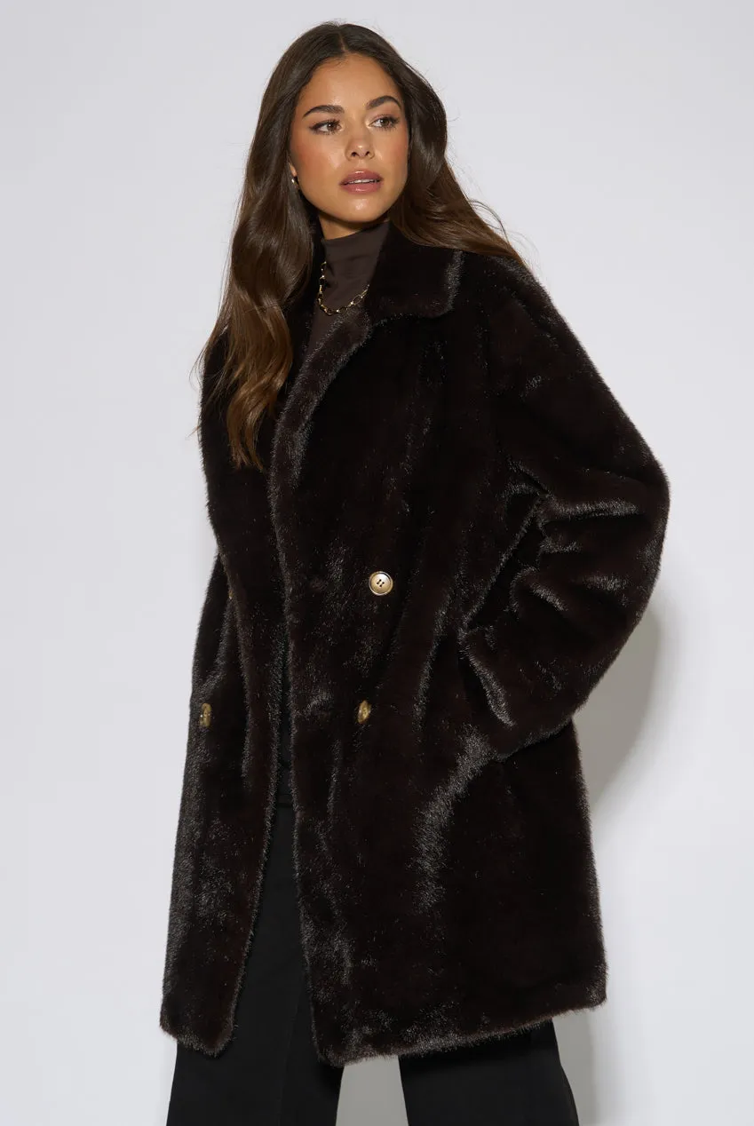 Gini London Bitter Chocolate cappotto ecopelliccia cioccolato