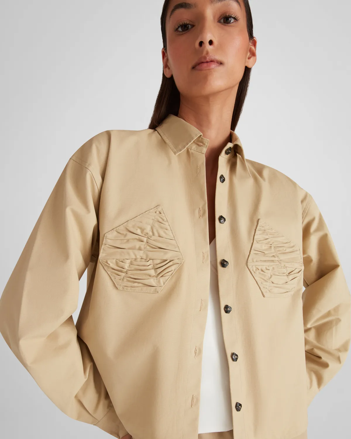 Violante Nessi Lea camicia beige cotone Wordsworth