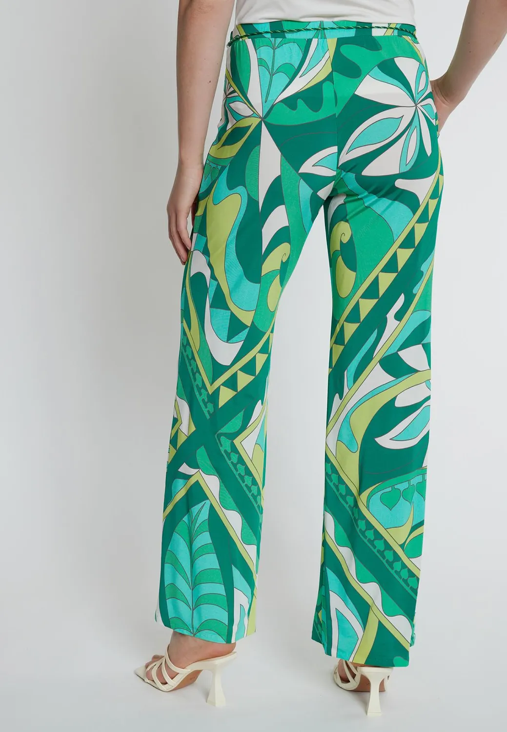 Ana Alcazar Kiane pantaloni jersey fantasia foglie