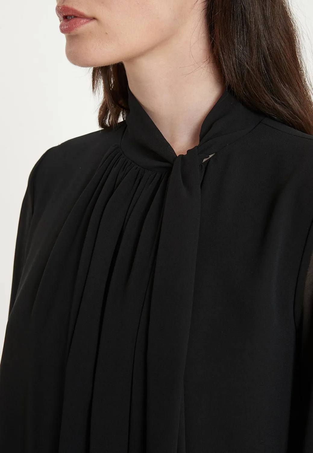 Ana Alcazar Tiwa abito chiffon nero corto da sera