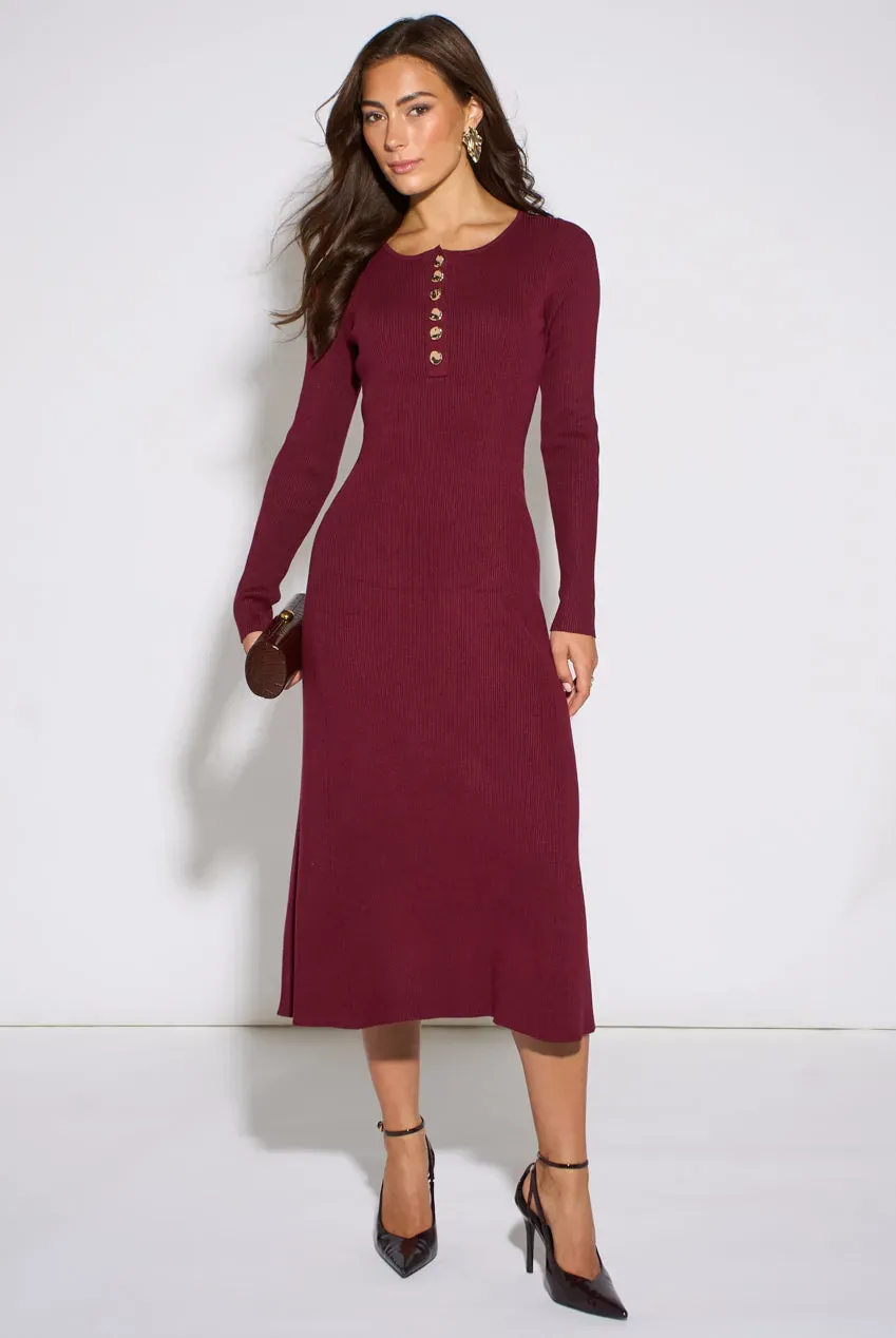 Goddiva Gini London abito midi berry bottoni oro