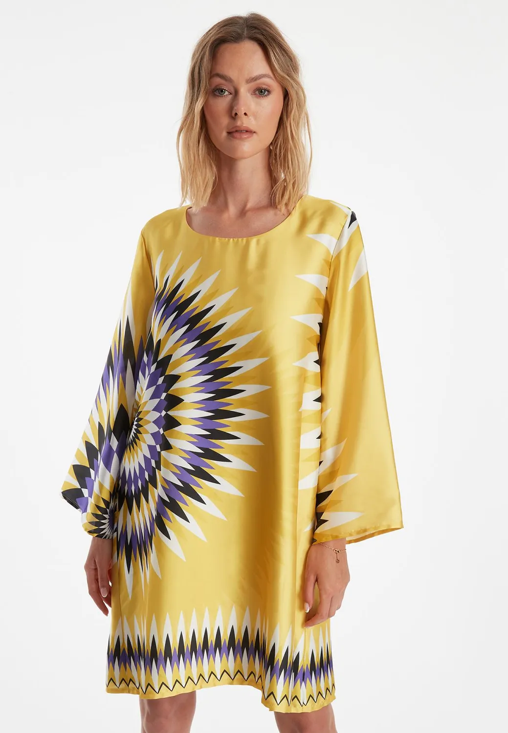 Ana Alcazar Zedona abito tunica raso giallo
