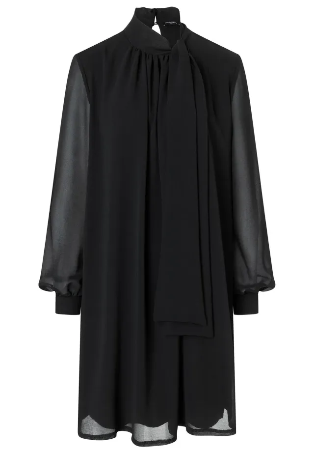 Ana Alcazar Tiwa abito chiffon nero corto da sera